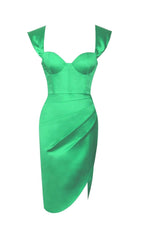 SATIN CORSET DRESS IN GREEN