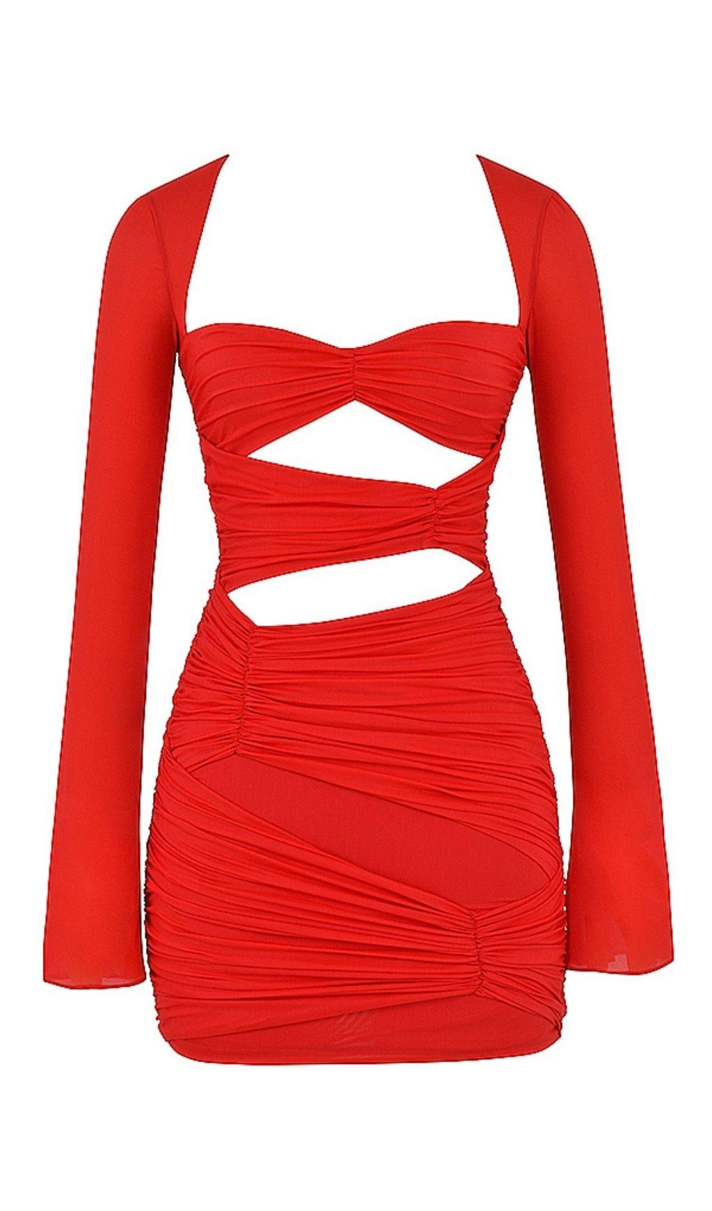 SCARLET CUTOUT MINI DRESS