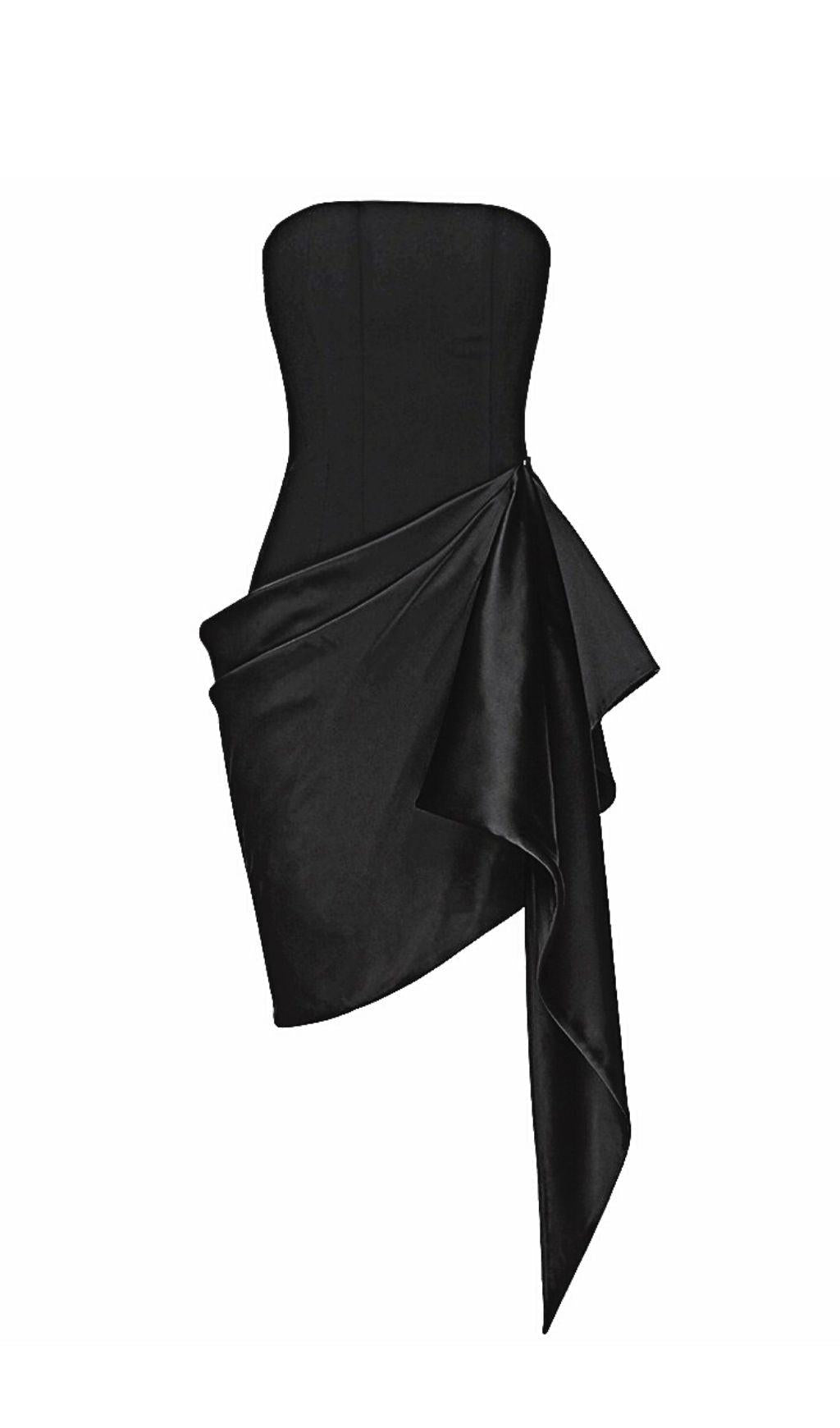 RUCHED MINI DRESS IN BLACK