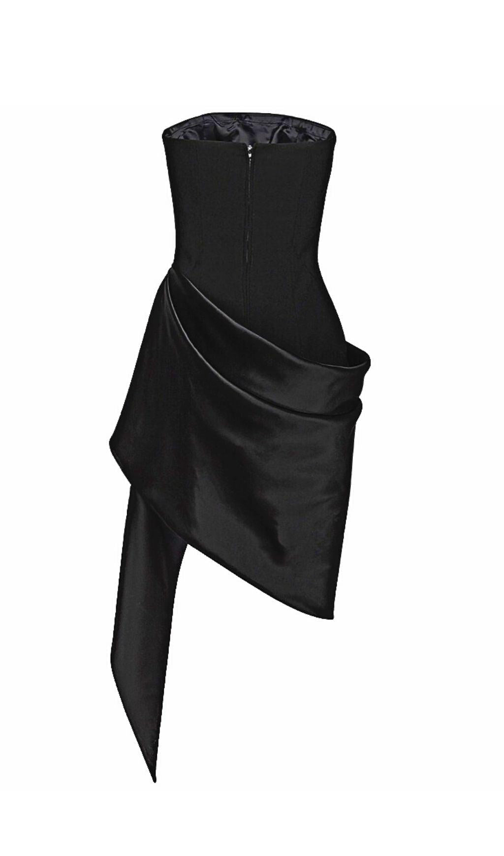 RUCHED MINI DRESS IN BLACK