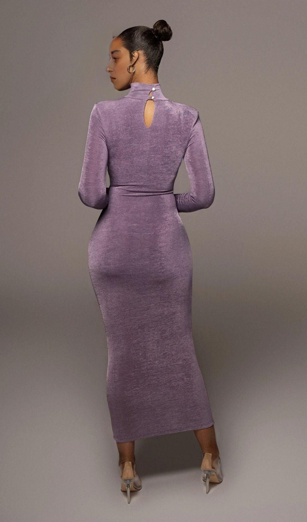 VIOLET RUCHED KNIT MAXI DRESS