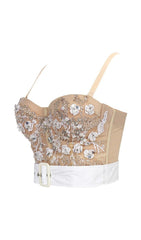 BEIGE EMBELLISHED BELT CORSET