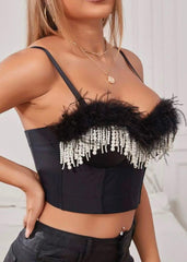 PEARL FEATHER CORSET TOP