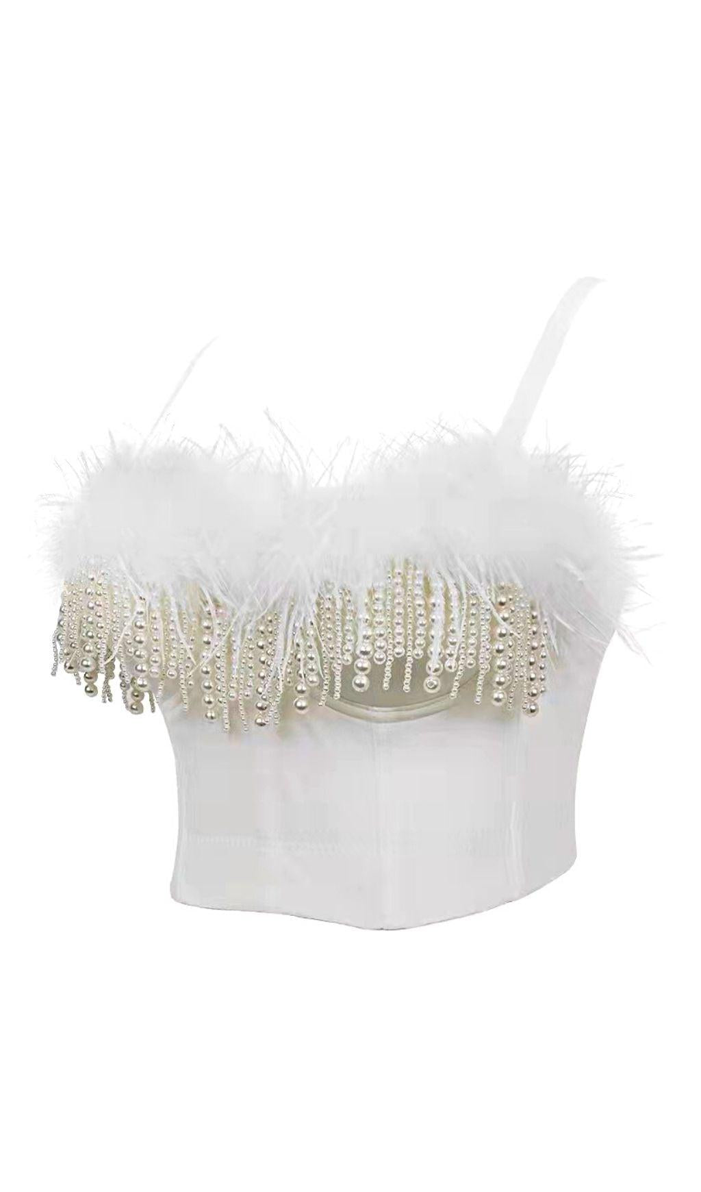 PEARL FEATHER CORSET TOP