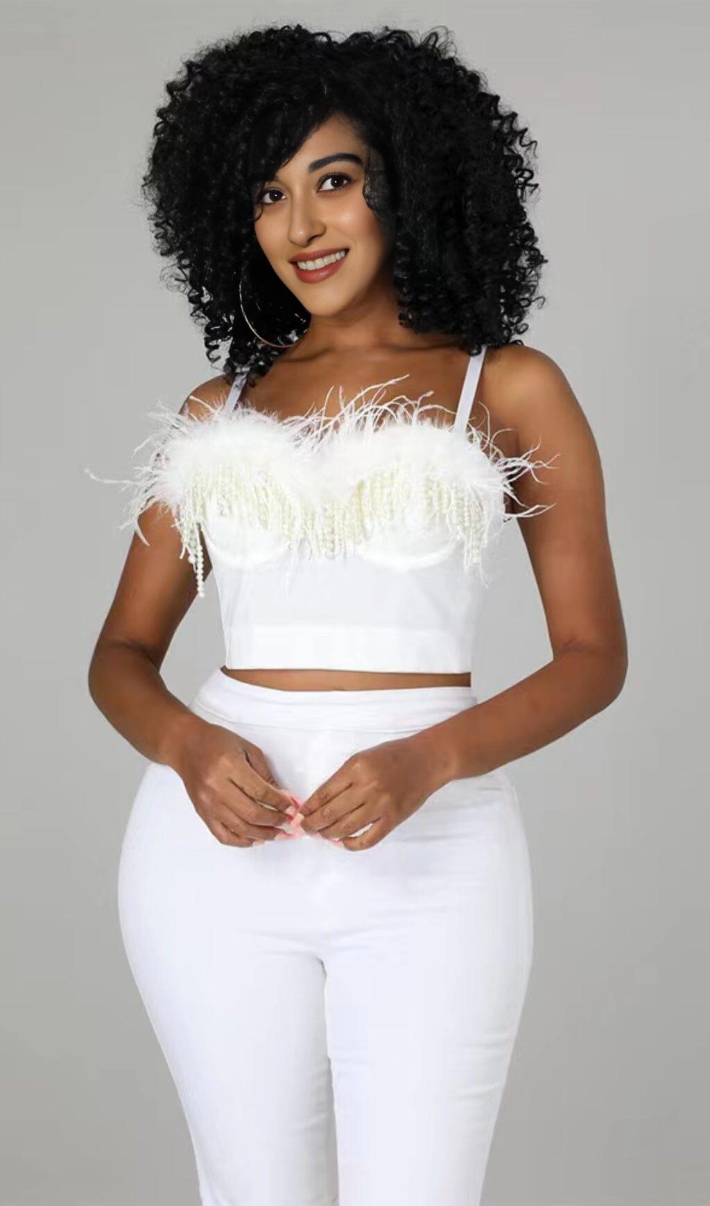 PEARL FEATHER CORSET TOP