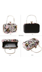 FLORAL ENBROIDERY CLUTCH - BLACK