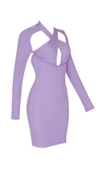 Collar hollow open back knitted dress