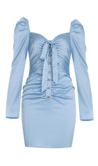 Rhinestone front tie bow dress