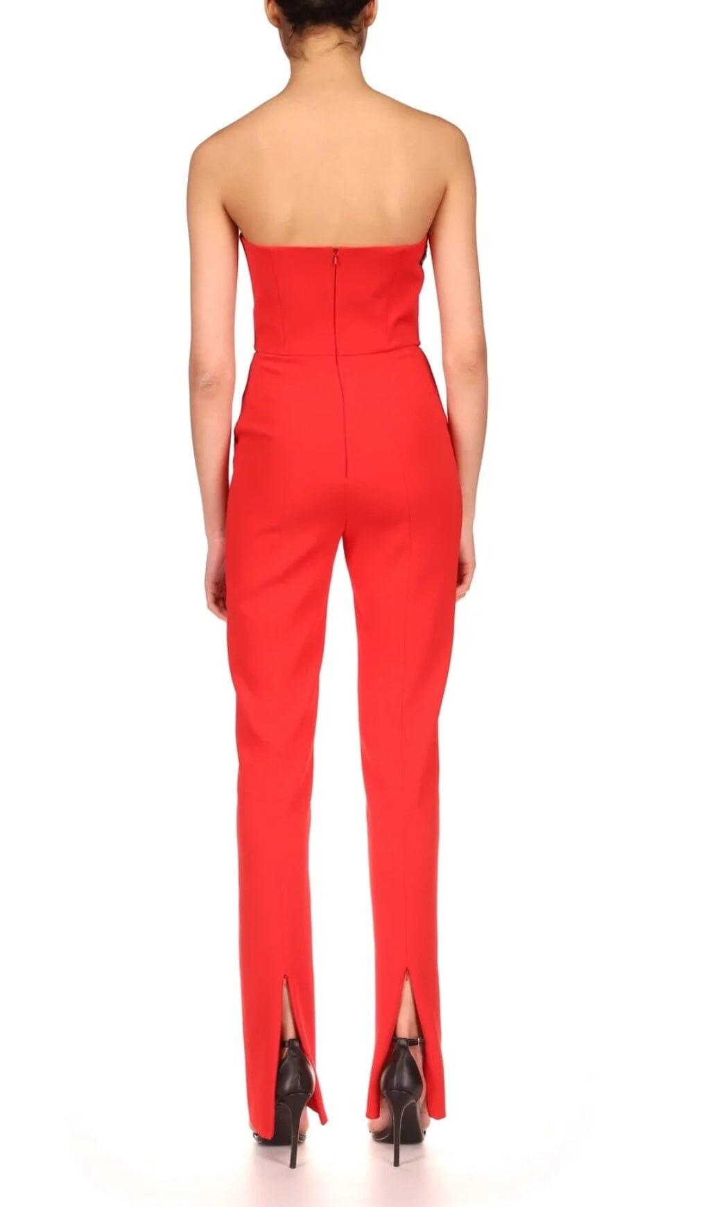 SEQUIN BANDAGE JUMPSUIT IN RED