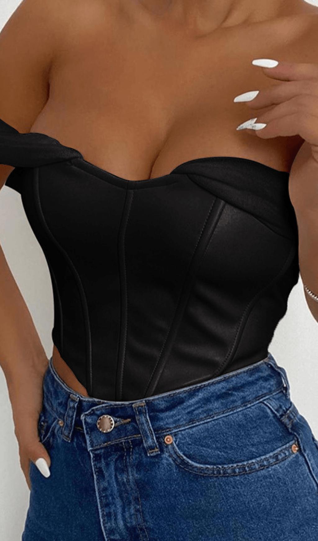 Leather slim camisole