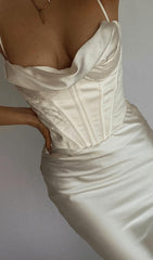 CORSET MIDI DRESS IN WHITE