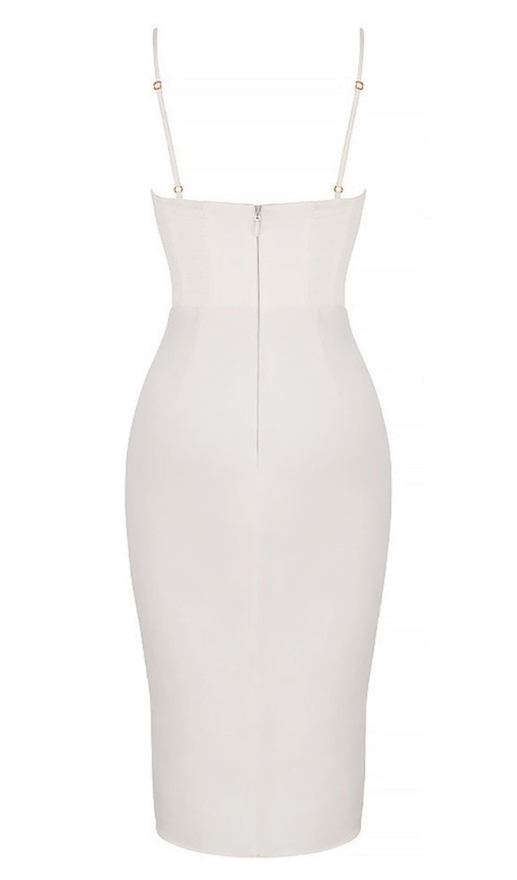 CORSET MIDI DRESS IN WHITE