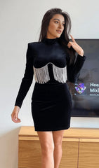 Metal fringed blazer dress