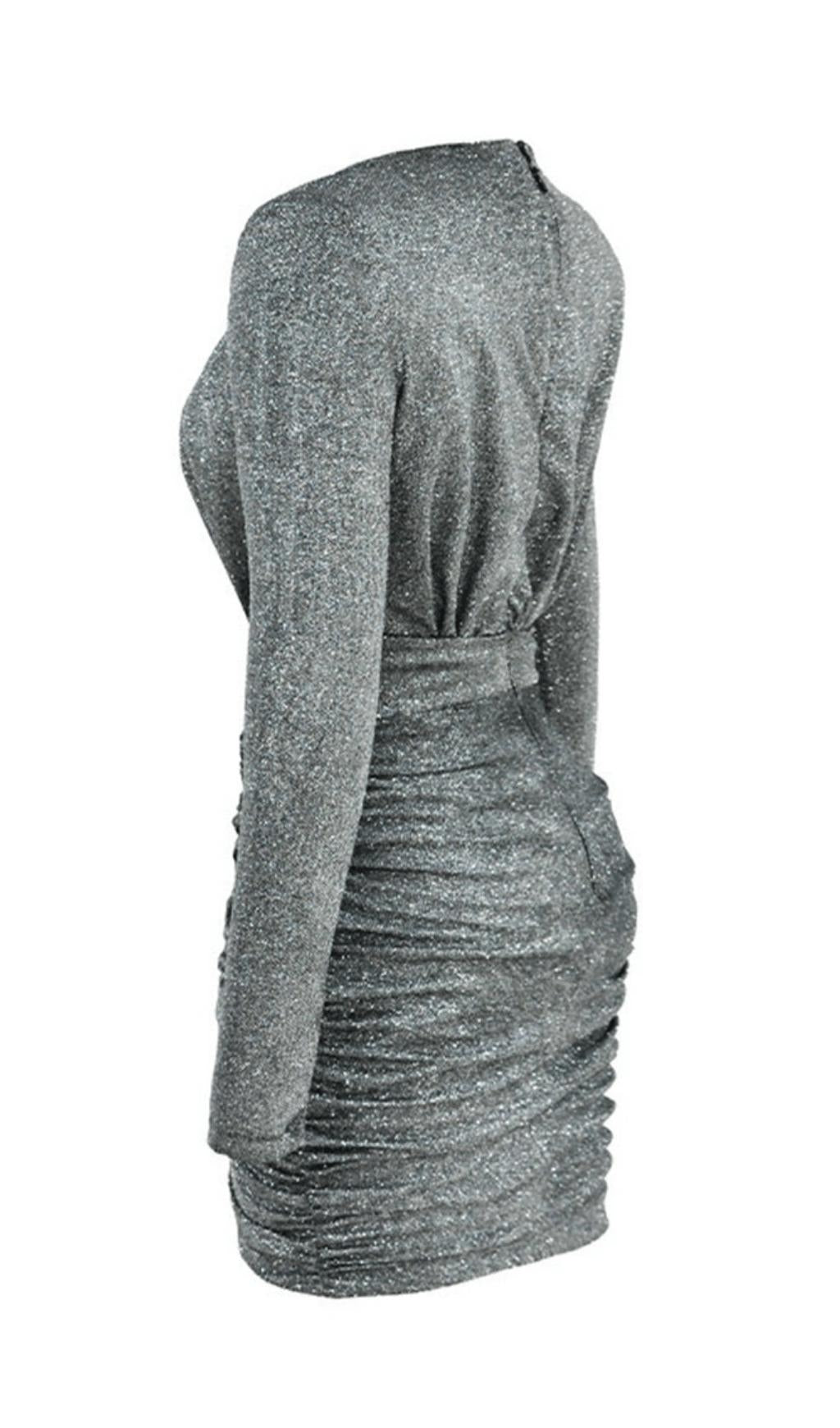 GRAPHITE SPARKLE WRAP DRESS