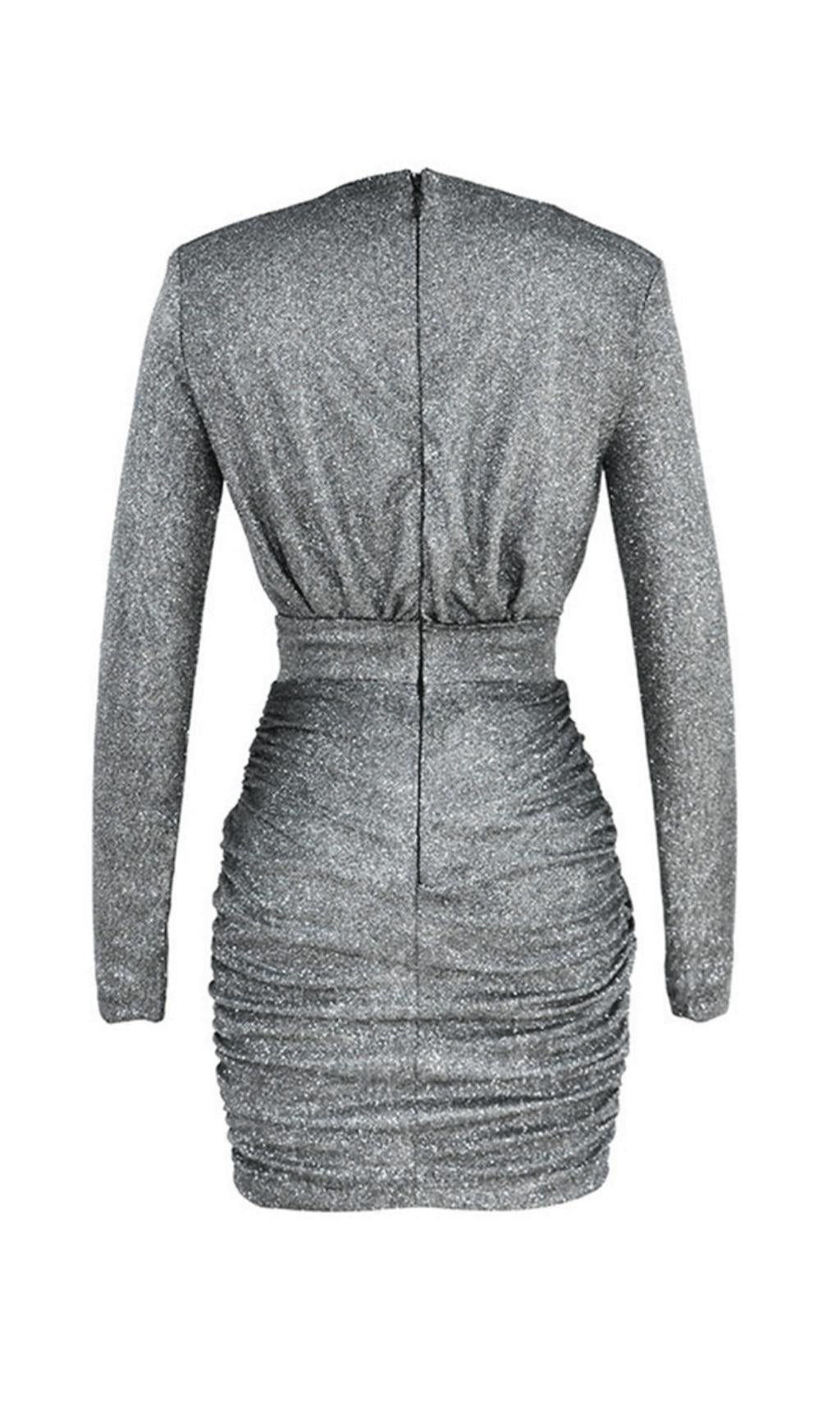 GRAPHITE SPARKLE WRAP DRESS