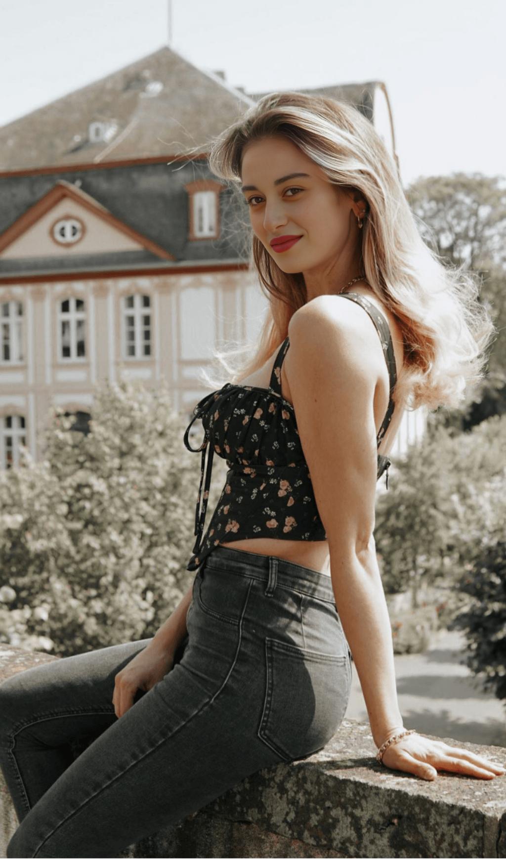 Floral lace strapless vest.