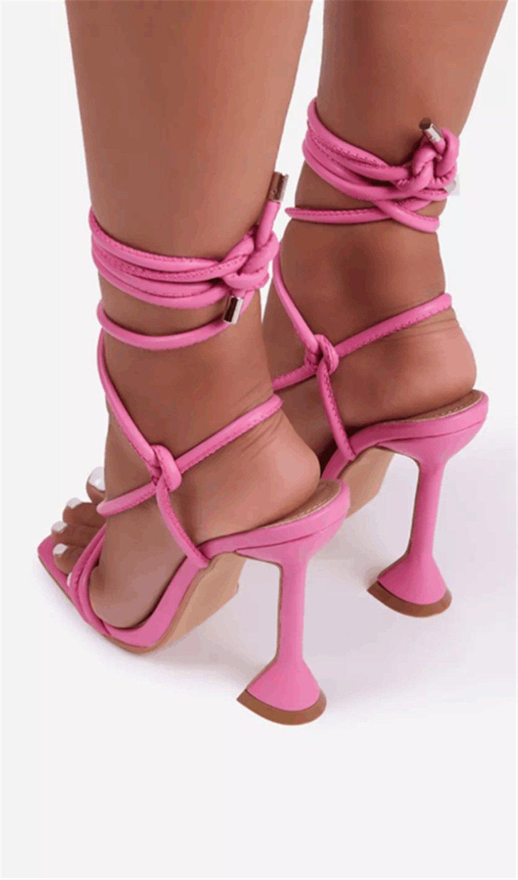 FISH MOUTH CROSS STRAP HIGH HEELS