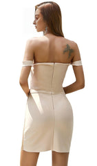 NUDE BANGAGE CUT OUT MESH DRESS