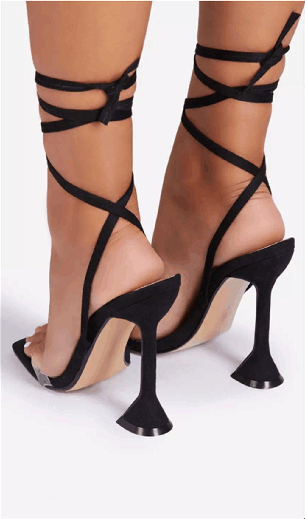 COLORBLOCK SUEDE LACE-UP SANDALS