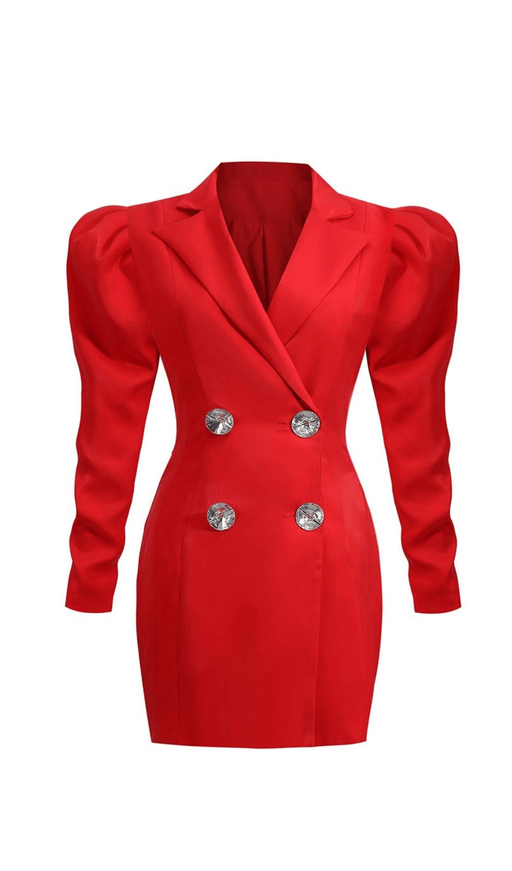 RED SHIRT BUTTON DRESS