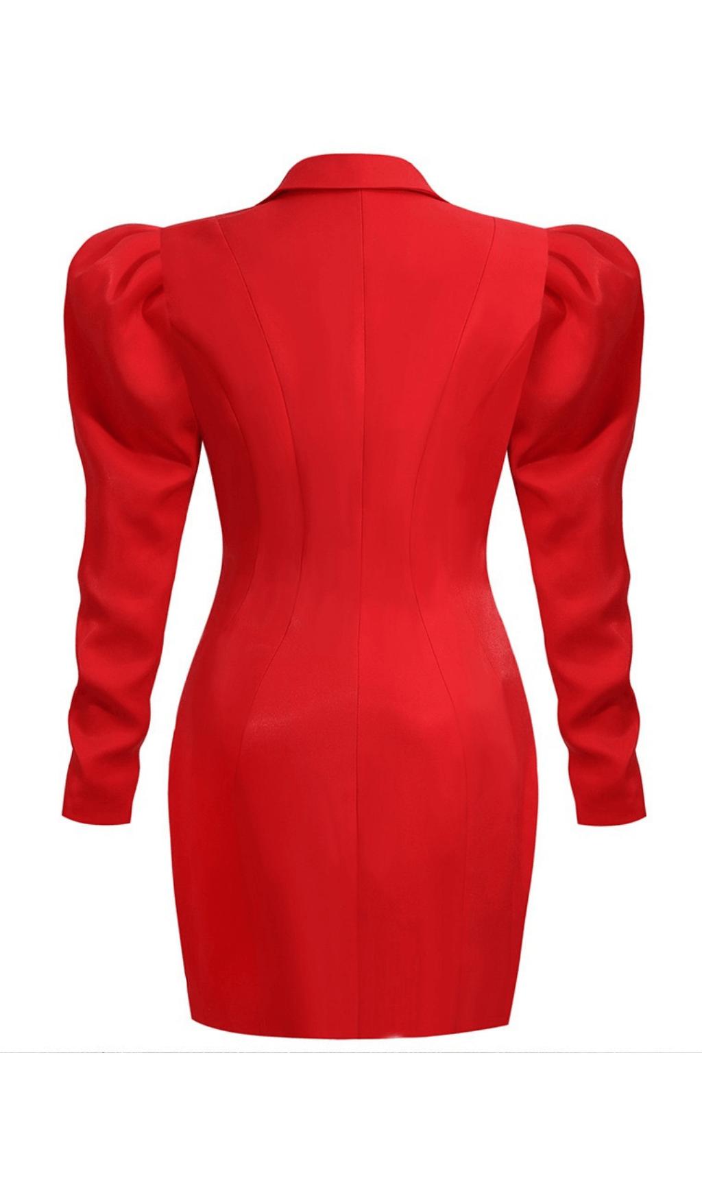 RED SHIRT BUTTON DRESS