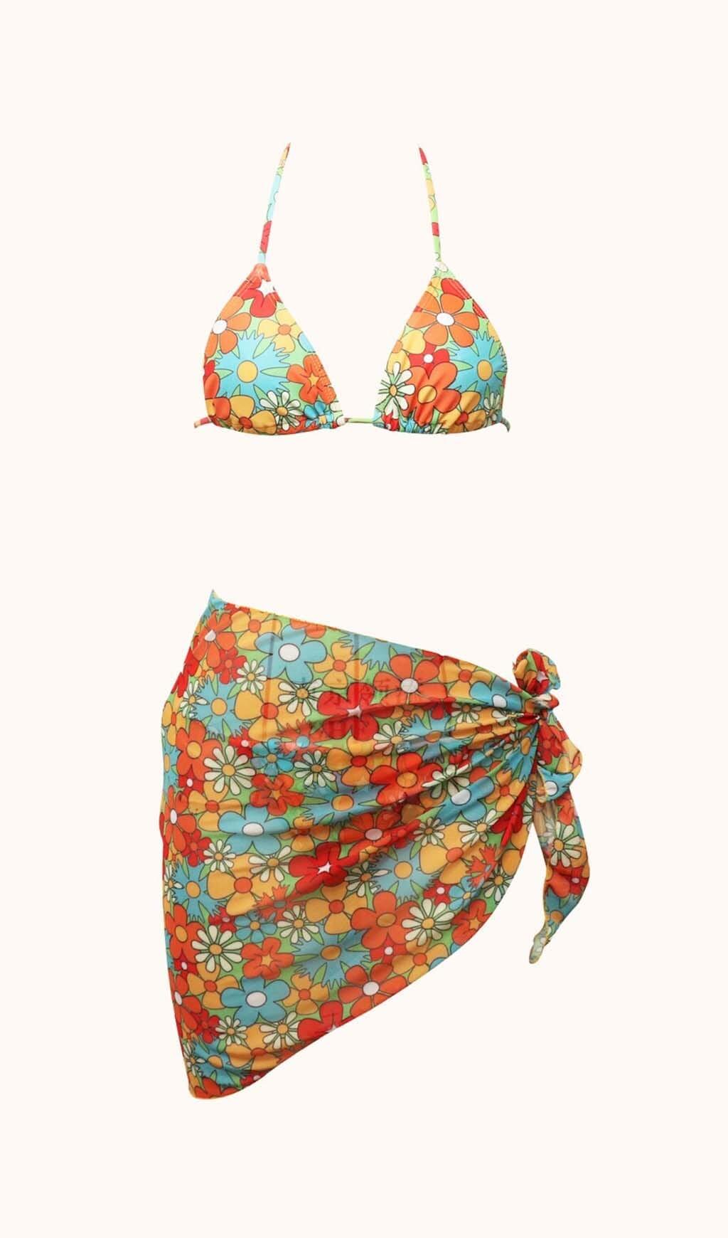 Dina Floral Bikini Three Piece Set