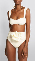 ROSE EMBELLISHED BIKINI SUIT IN IVORY