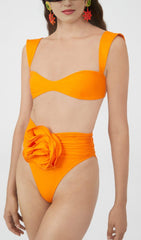 ROSE EMBELLISHED BIKINI SUIT IN ORANGE