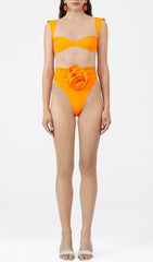 ROSE EMBELLISHED BIKINI SUIT IN ORANGE