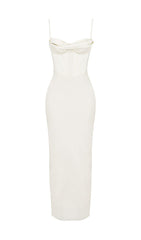 SATIN CORSET MAXI DRESS IN IVORY