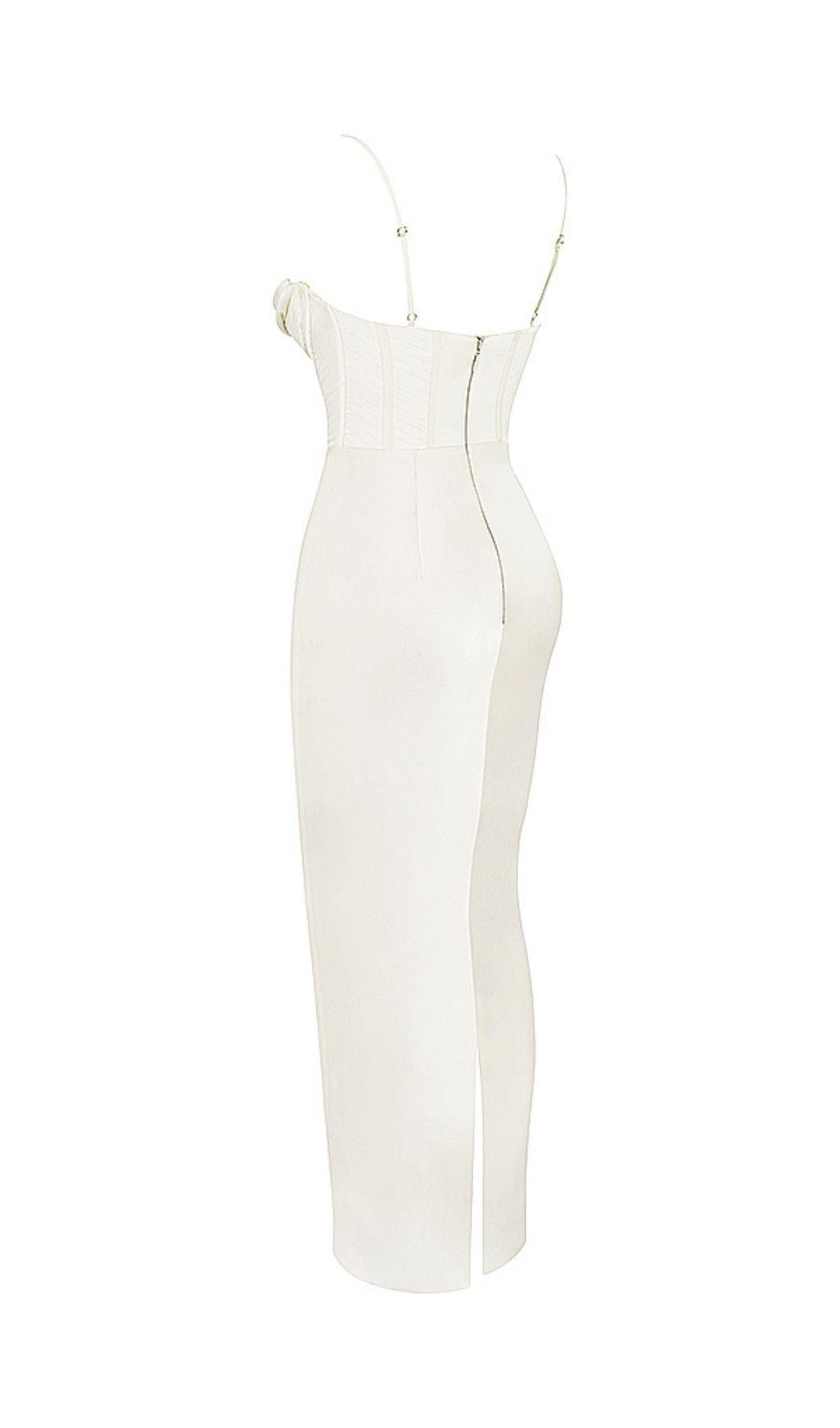 SATIN CORSET MAXI DRESS IN IVORY