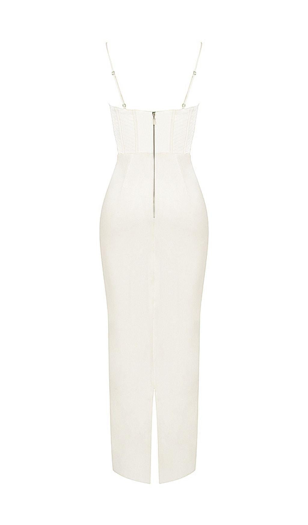 SATIN CORSET MAXI DRESS IN IVORY