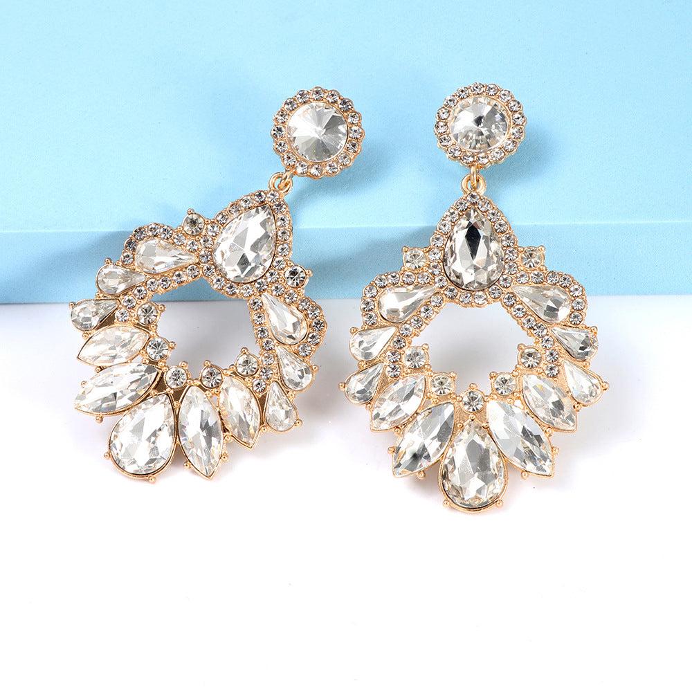 WHITE CRYSTAL CHANDELIER DROP EARRINGS