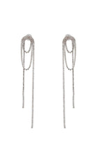 SILVER DIAMOND TASSEL EARRINGS