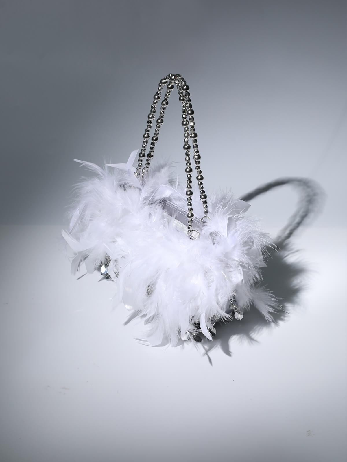 SEQUIN FEATHER SHOULDER BAG