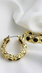 18K GOLD LAPIS LAZULI HOOP EARRINGS