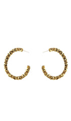 18K GOLD MENTAL FACET HOOP EARRINGS