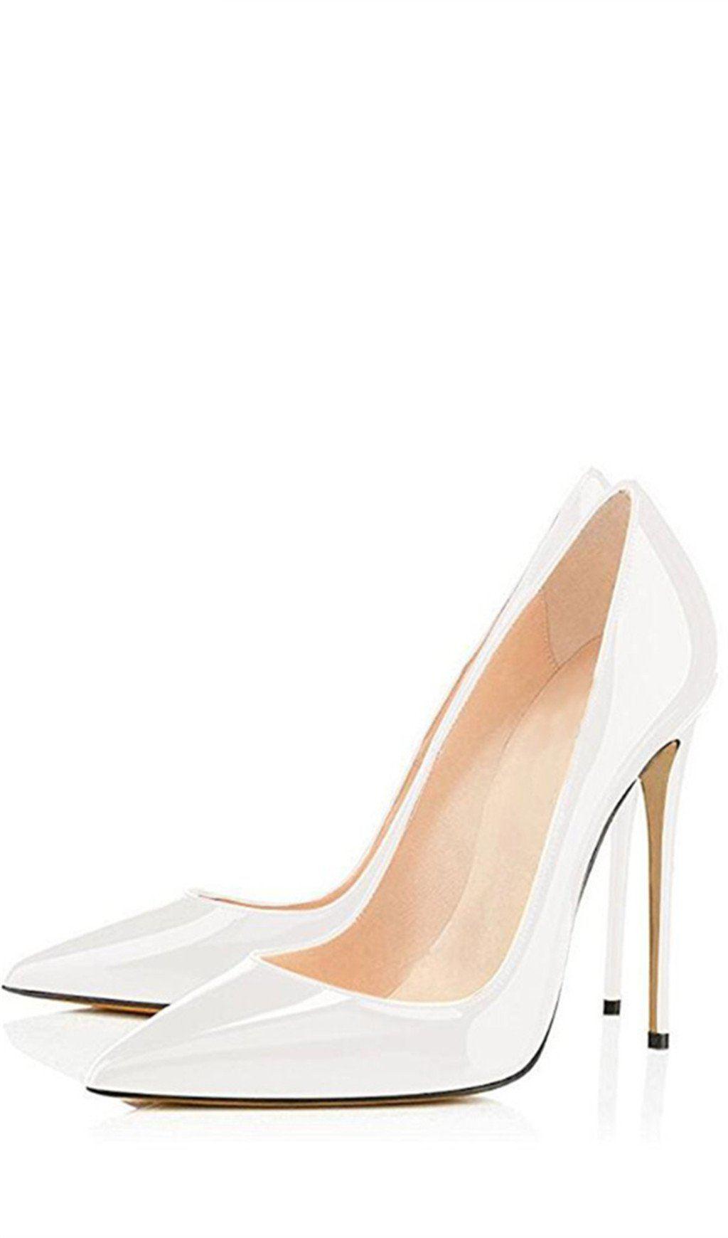 WHITE STILETTO HIGH HEEL SHOES