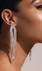 SILVER DIAMANTE TASSEL EARRINGS