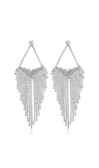 SILVER STATEMENT TEARDROP TASSEL EARRINGS