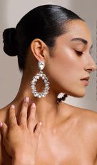 SILVER DIAMANTE TEARDROP EARRINGS