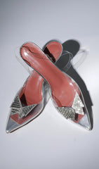 BUTTERFLY CRYSTAL HEELS IN SILVER