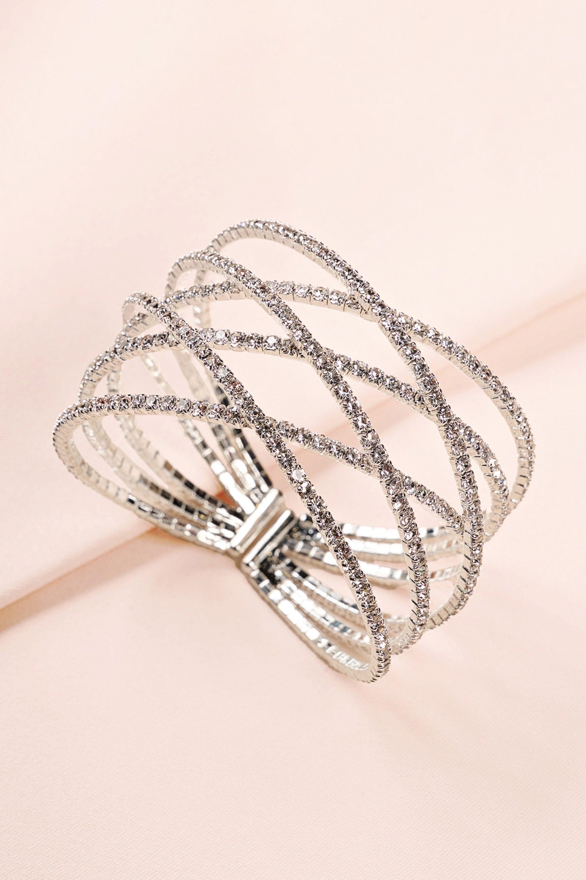 SILVER DIAMANTE LAYERED CUFF BRACELET