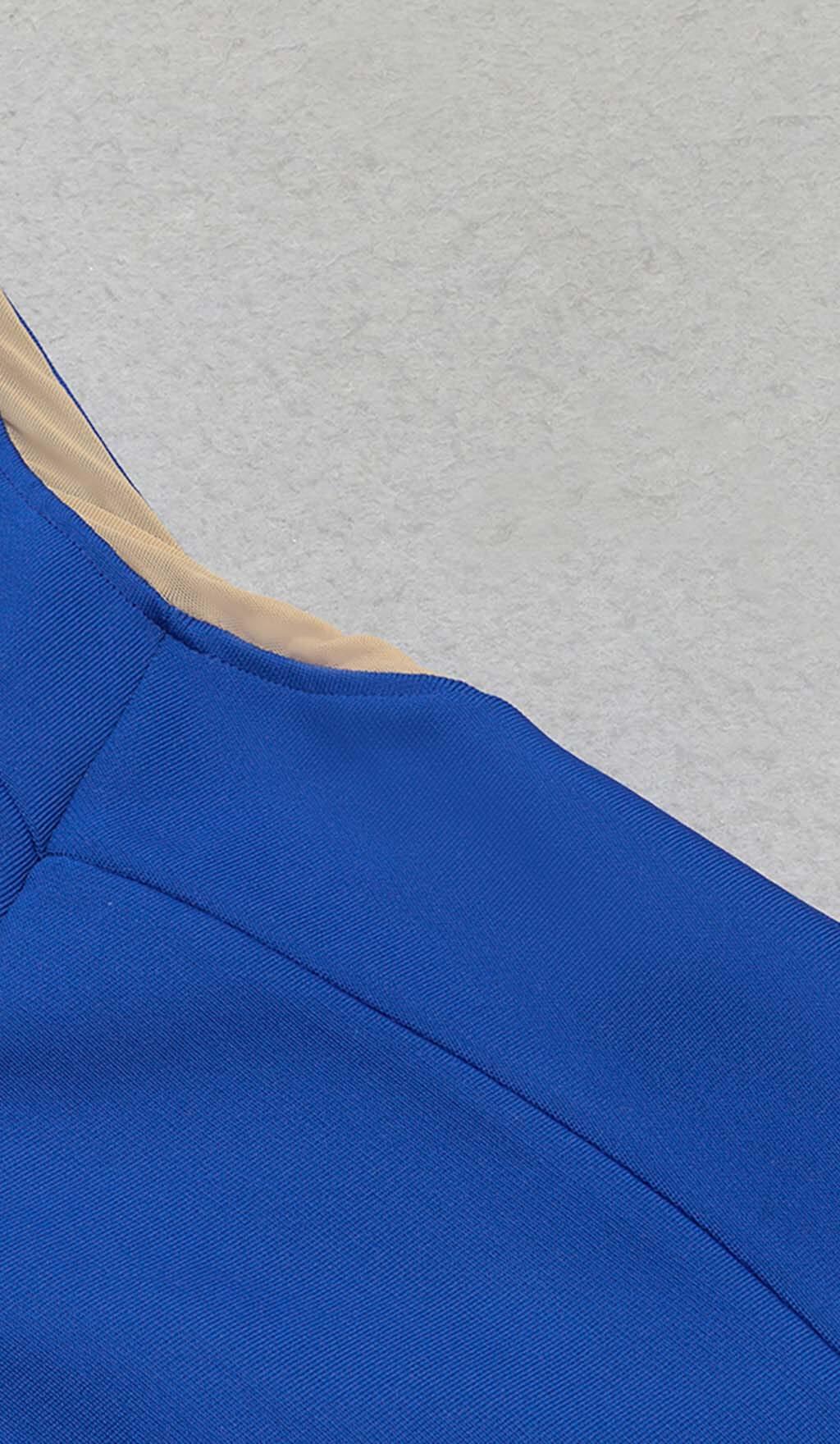 BODYCON MESH MIDI DRESS IN BLUE