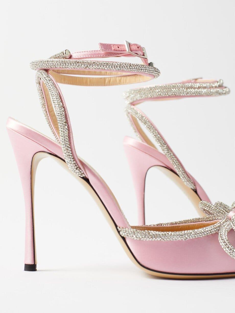 BOW CRYSTAL SATIN HEELS IN BLUSH