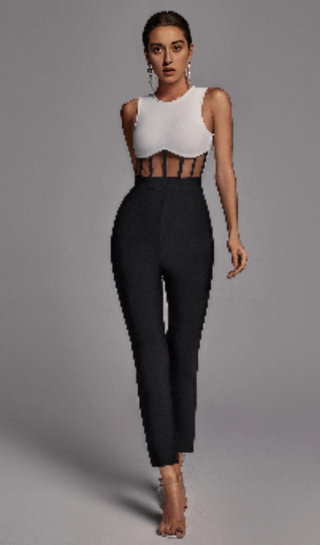 BANDAGE JUMPSUIT IN BLACK WHITE