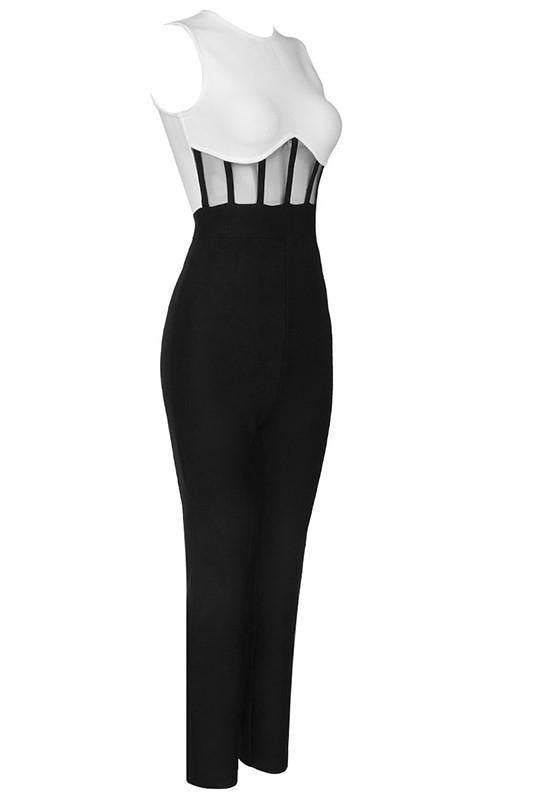 BANDAGE JUMPSUIT IN BLACK WHITE