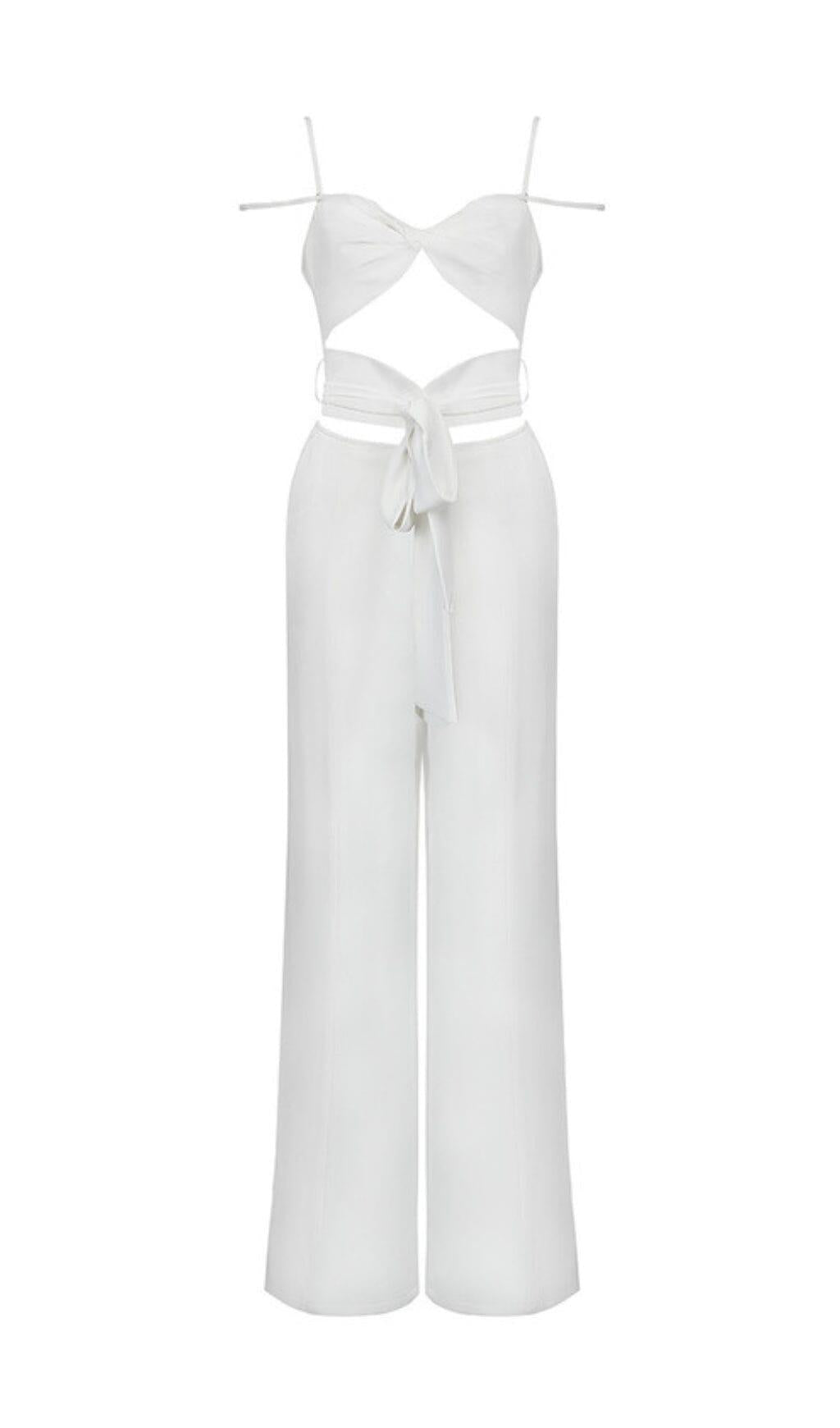 CUTOUT SLEEVELESS JUMPSUIT IN WHITE