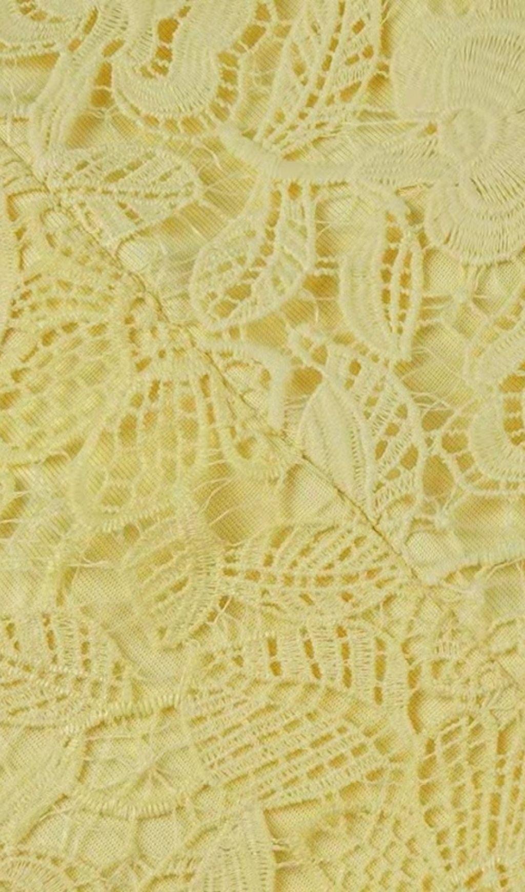 LEMON YELLOW LACE SHEATH DRESS