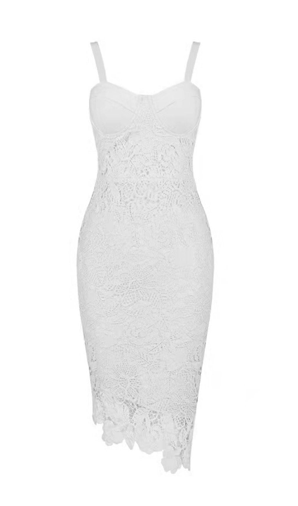 LEMON YELLOW LACE SHEATH DRESS